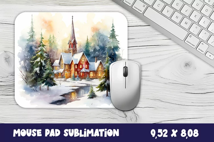 Christmas mouse pad winter/village sublimation