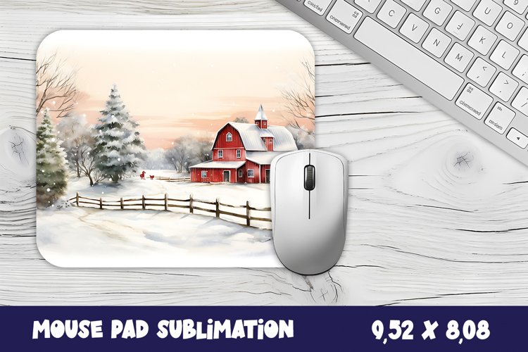 Christmas mouse pad winter/village sublimation example image 1