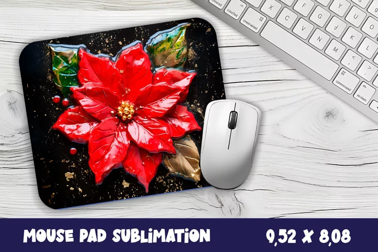 Christmas Flowers poinsettia Sublimation Mouse Pad Design