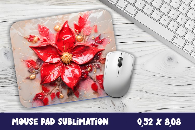 Christmas Flowers poinsettia Sublimation Mouse Pad Design