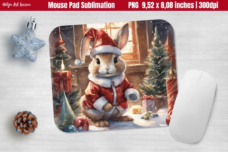 Christmas Mouse Pad Sublimation | Retro Bunny