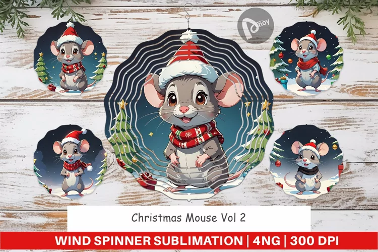 Wind Spinner Cartoon Christmas Mouse