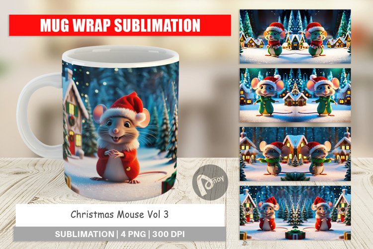 Mug Wrap Design Christmas Mouse