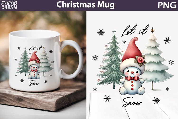 Snowman Mug Sublimation | Merry Christmas Mug example image 1