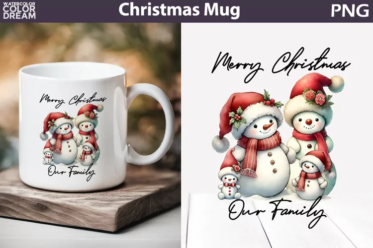 Snowman Family Mug Sublimation | Merry Christmas Mug