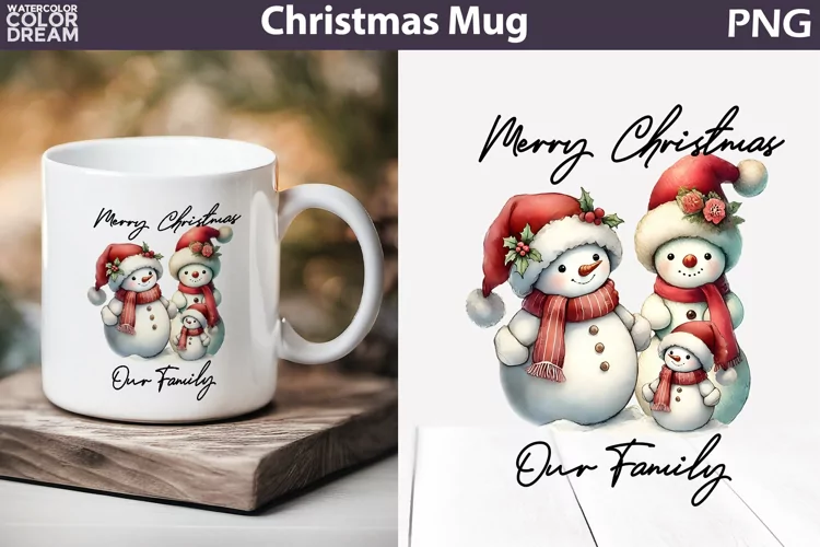 Snowman Family Mug Sublimation | Merry Christmas Mug