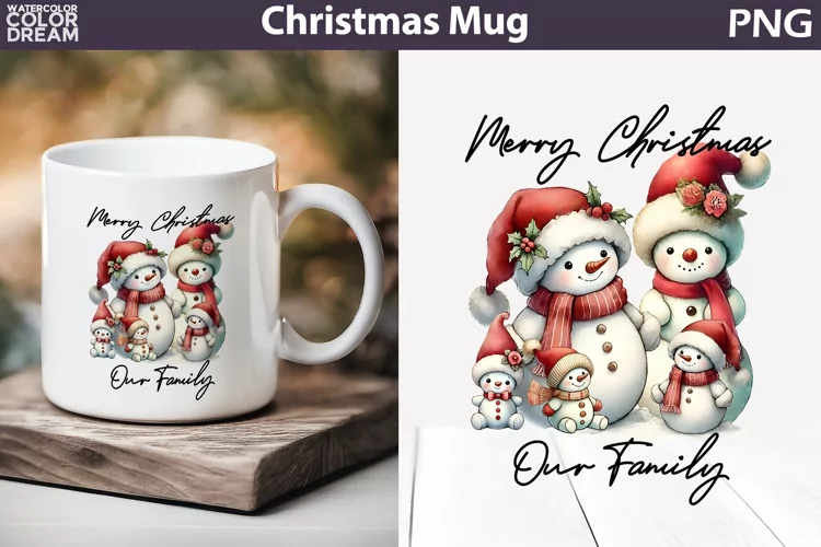Snowman Family Mug Sublimation | Merry Christmas Mug
