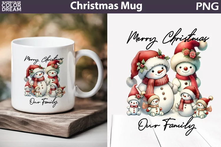 Snowman Family Mug Sublimation | Merry Christmas Mug