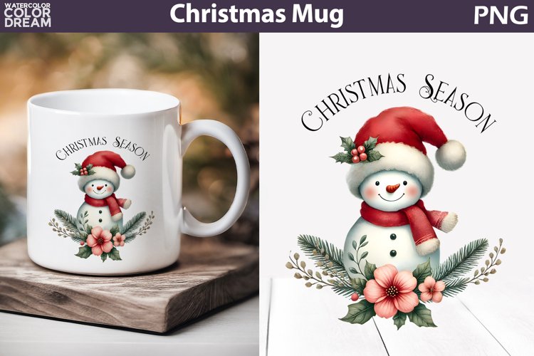 Snowman Mug Sublimation | Merry Christmas Mug example image 1