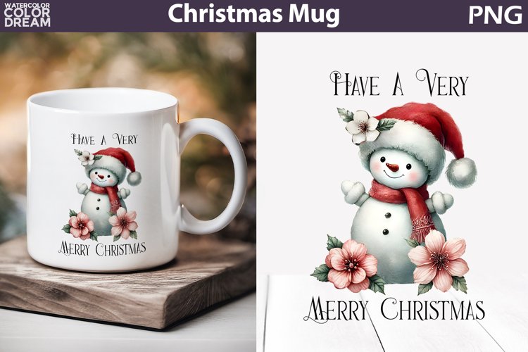 Snowman Mug Sublimation | Merry Christmas Mug example image 1