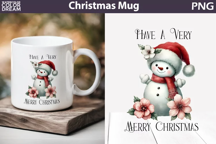 Snowman Mug Sublimation | Merry Christmas Mug