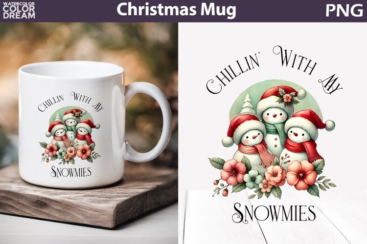 Snowman Family Mug Sublimation | Merry Christmas Mug example image 1