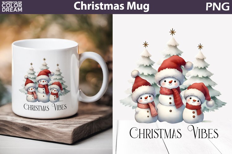 Snowman Family Mug Sublimation | Merry Christmas Mug example image 1