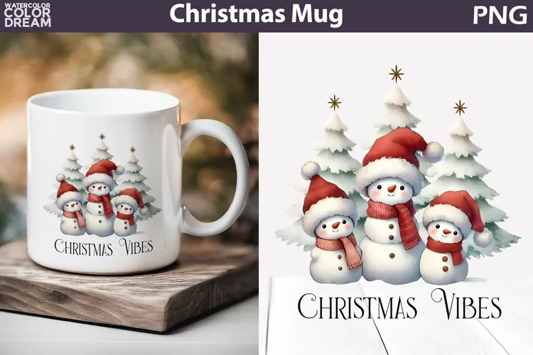 Snowman Family Mug Sublimation | Merry Christmas Mug