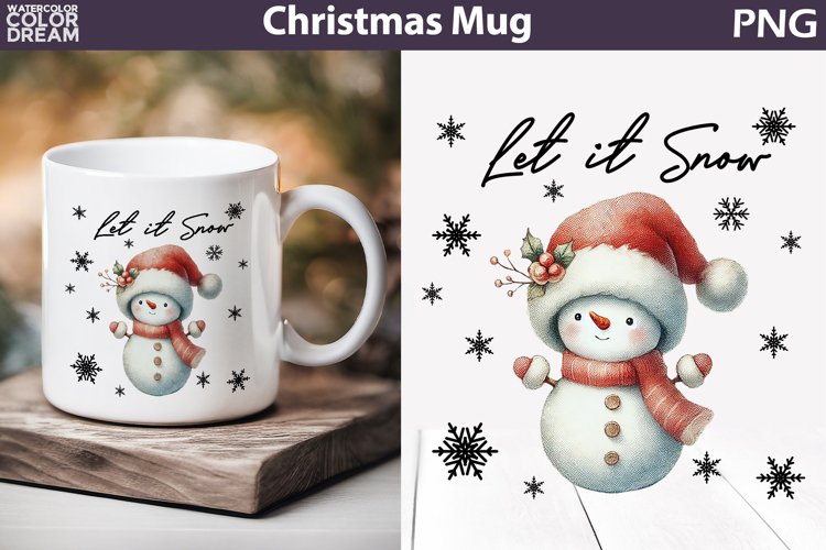 Snowman Mug Sublimation | Merry Christmas Mug example image 1
