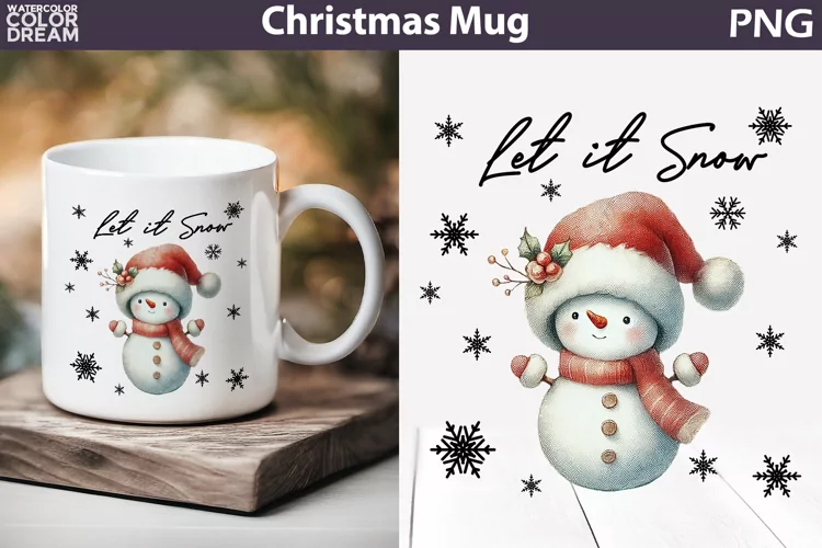 Snowman Mug Sublimation | Merry Christmas Mug