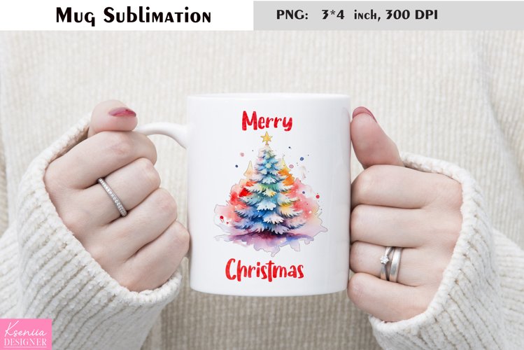 Bright Watercolor Christmas Tree|Merry Christmas Mug