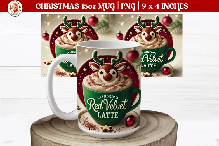 3D Christmas Coffee Mug Wrap, Christmas Animals