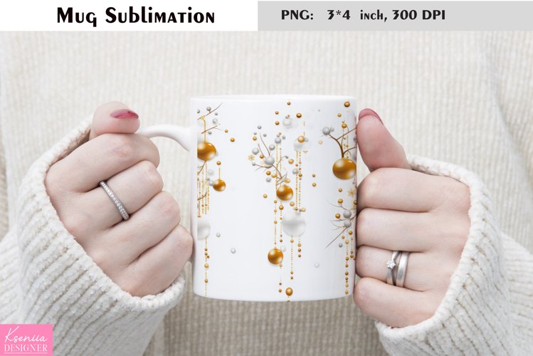 Gold and SIlver Christmas Ball| Winter Mug Sublimation