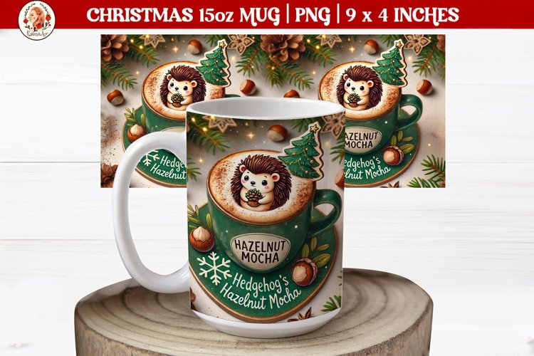 3D Christmas Coffee Mug Wrap, Christmas Animals example image 1