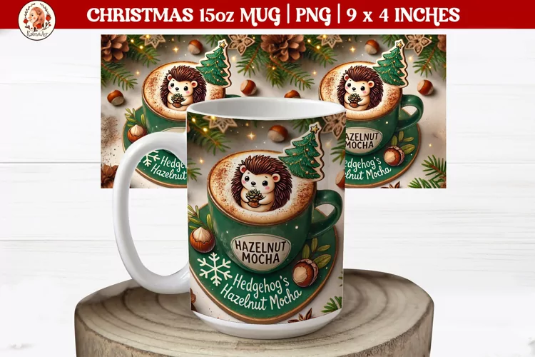 3D Christmas Coffee Mug Wrap, Christmas Animals