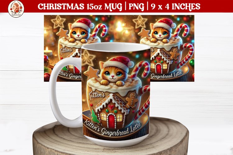 3D Christmas Coffee Mug Wrap, Christmas Animals example image 1