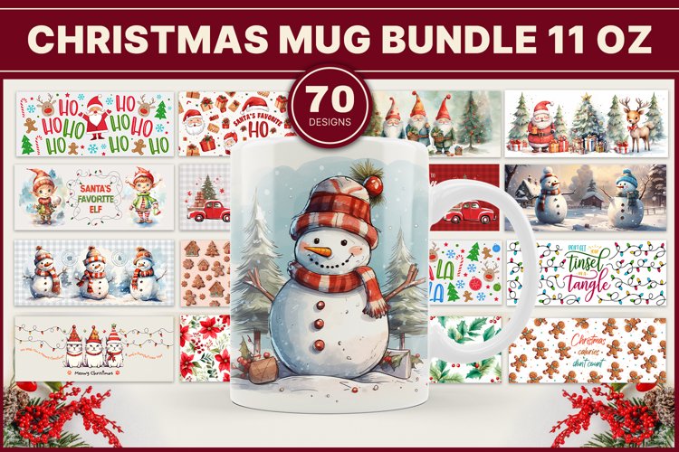 Christmas mug bundle, Christmas mug wrap, 11 oz mug