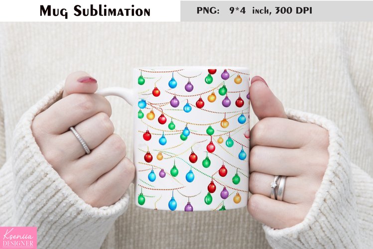 Colorful Christmas Garland| Mug Sublimation|Christmas Mug example image 1
