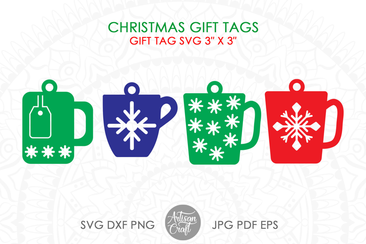 Christmas mug gift tags ,SVG cut files, Christmas gift tags