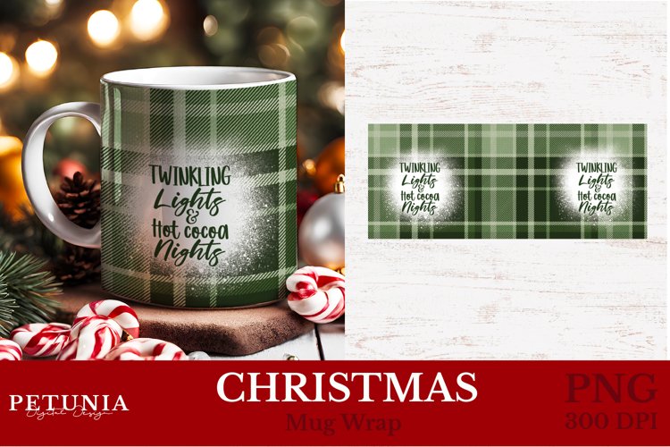 Christmas mug wrap png being used as a Sublimation Christmas mug print