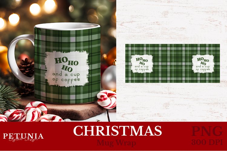 Christmas mug wrap png being used as a Sublimation Christmas mug print