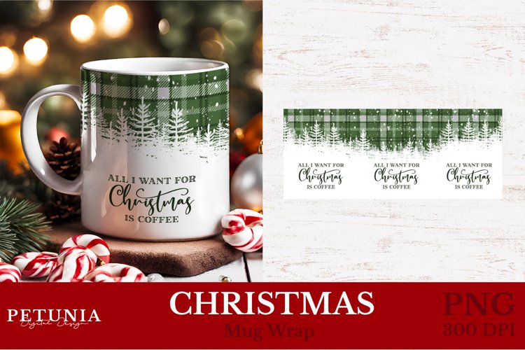 Christmas mug wrap png being used as a Sublimation Christmas mug print