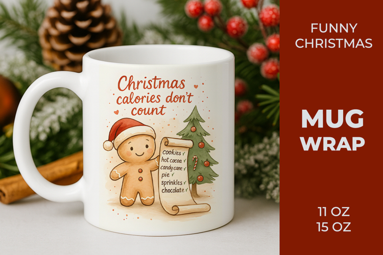 Funny christmas mug wrap, christmas calories dont count