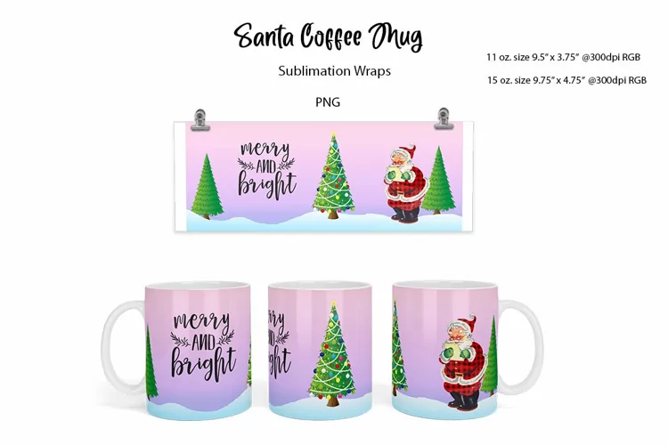 Santa Coffee Mug Sublimation Wrap