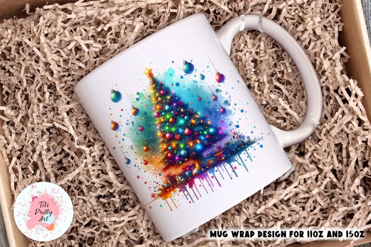 Christmas Mug Wrap For 11oz and 15oz, Christmas Tree Png