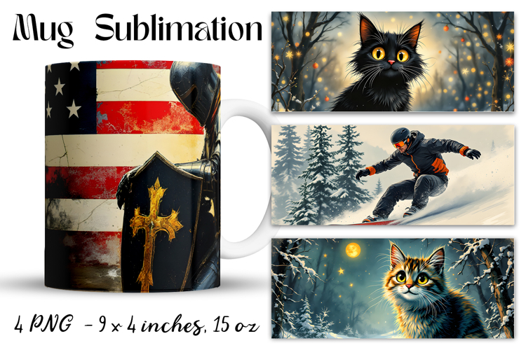 Cats Christnas Mug Wrap Sublimation PNG - Cute Kitten PNG