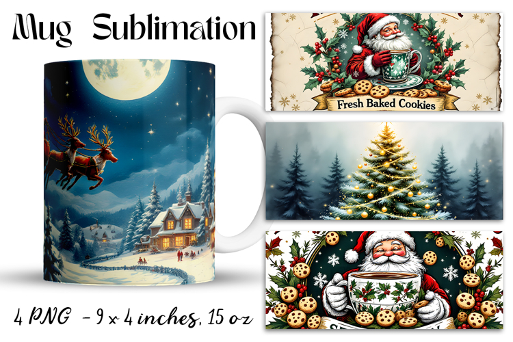 Christmas mug cup wrap sublimation printable designs