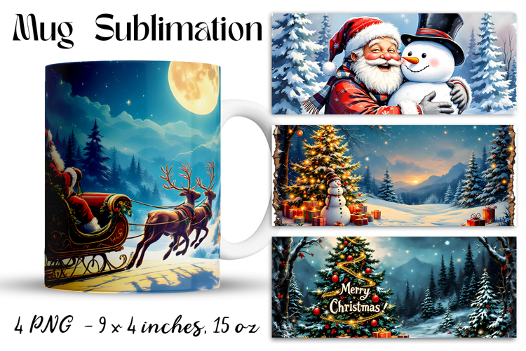 Christmas mug cup wrap sublimation printable designs