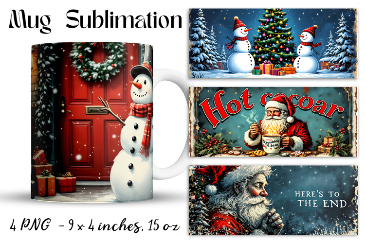 Christmas mug cup wrap sublimation printable designs