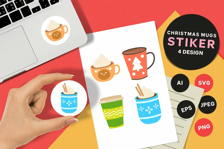 Warm Drink on Christmas Cups & Mugs, Sticker Pack