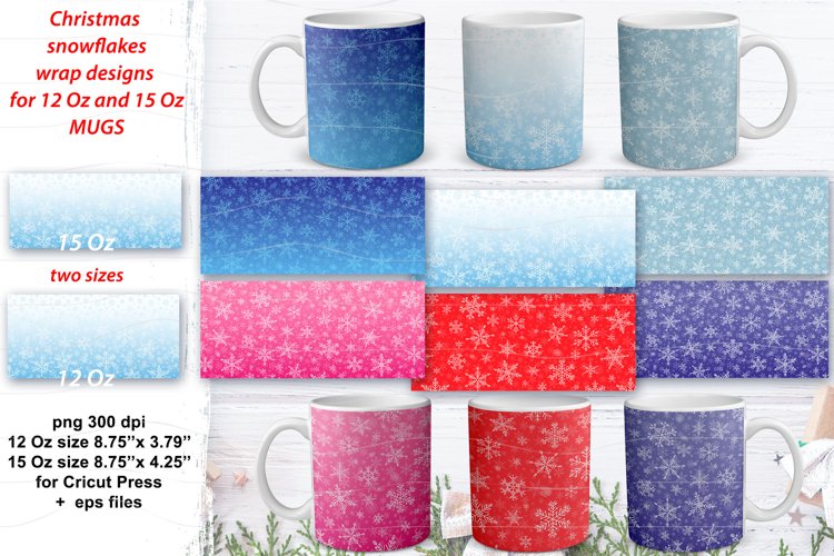 Christmas mug sublimation bundle snowflakes ornament wrap