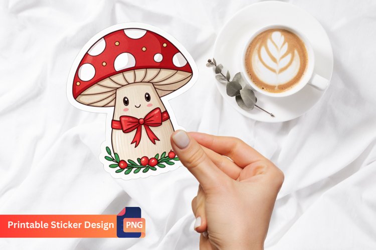 Christmas Mushroom Sticker,Christmas Decor,Festive Mushroom