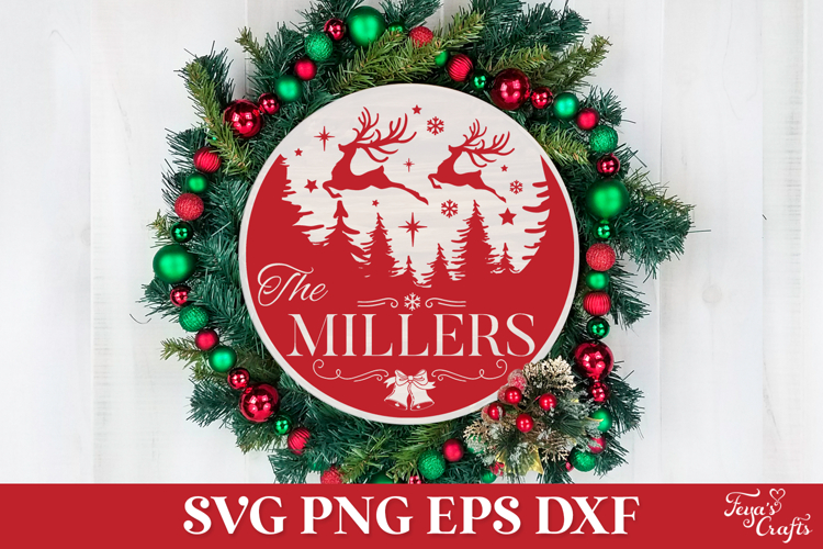 Round Family Christmas Name Sign SVG Cut File