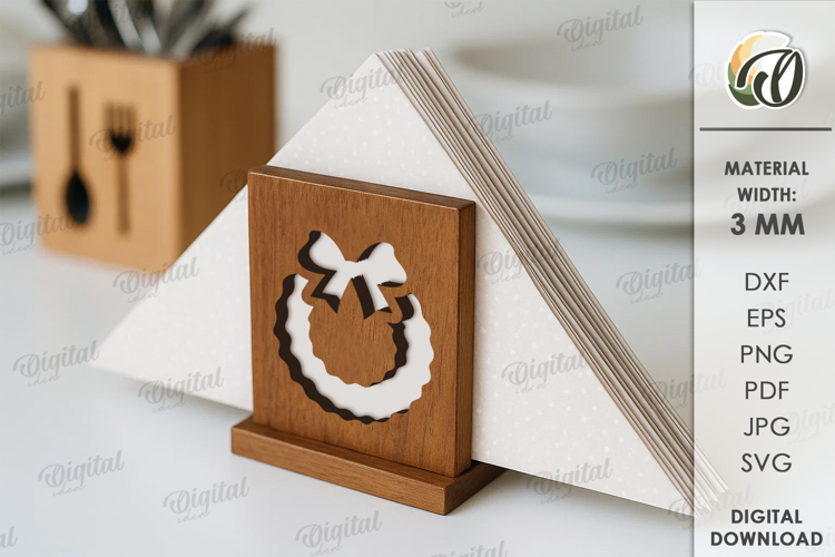 Christmas Napkin Holder Laser Cut. Kitchen Decor SVG