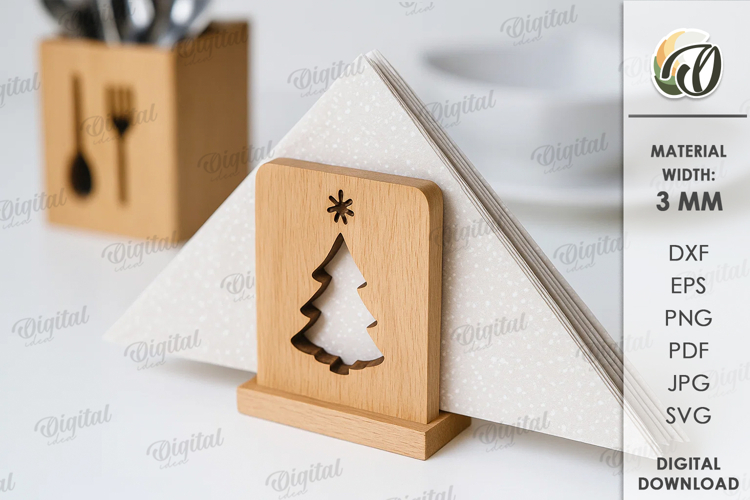 Christmas Napkin Holder Laser Cut. Kitchen Decor SVG