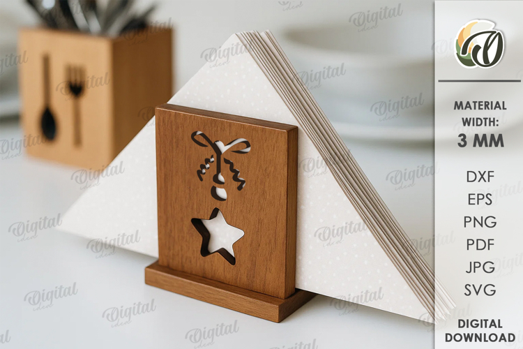 Christmas Napkin Holder Laser Cut. Kitchen Decor SVG