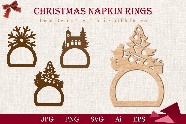 christmas napkin ring svg, napkin ring svg, christmas cut files, holiday cut files, laser cut svg,