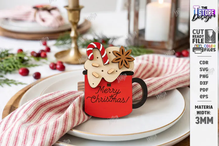 3D Christmas Napkin Ring Laser Cut | Festive Table Decor
