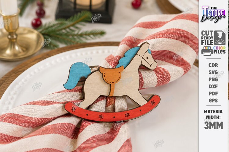 3D Christmas Napkin Ring Laser Cut | Festive Table Decor example image 1