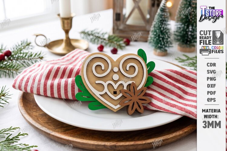 3D Christmas Napkin Ring Laser Cut | Festive Table Decor example image 1